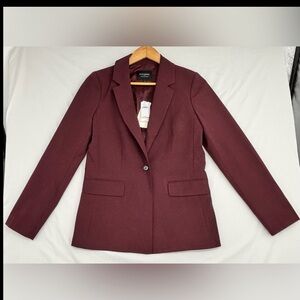 Banana Republic Womens Burgundy Sculpted  Stretch One-Button Blazer Size 4 NWT